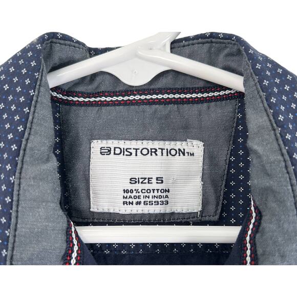 Distortion Boys Button Up Collared Dress Shirt Short Sleeves with Front Pocket - Picture 3 of 3